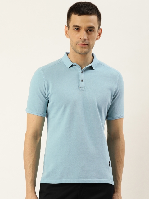 

Blackberrys Men Blue Solid Slim Fit Polo Collar T-shirt