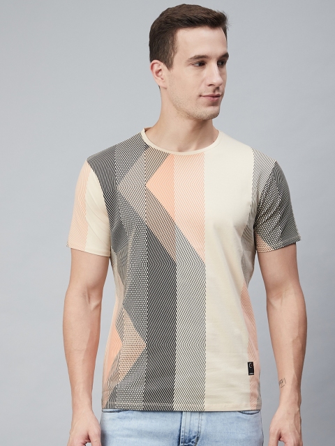 

Blackberrys Men Beige & Black Printed Round Neck T-shirt