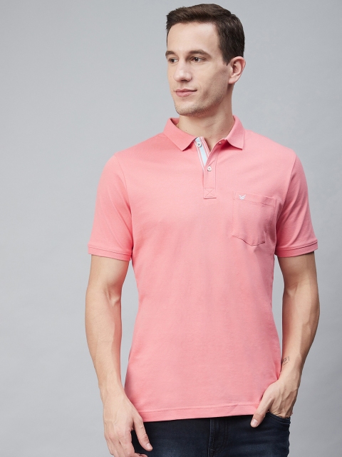 

Blackberrys Men Peach-Coloured Solid Polo Collar T-shirt