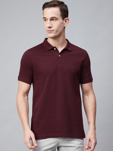 

Blackberrys Men Maroon Solid Polo Collar T-shirt