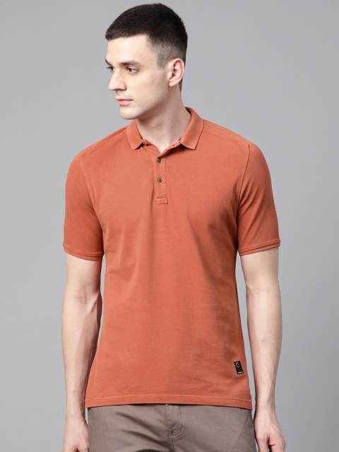 

Blackberrys Men Rust Orange Solid Polo Collar T-shirt