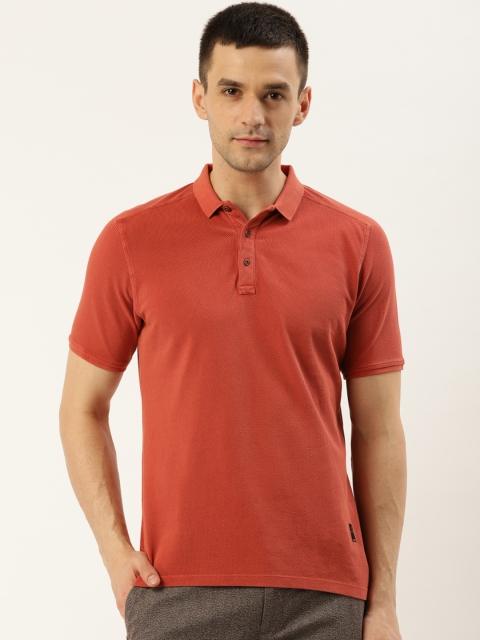 

Blackberrys Men Rust Orange Solid Slim Fit Polo Collar T-shirt