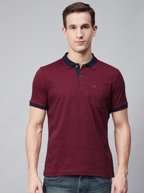 

Blackberrys Men Maroon Self Design Polo Collar T-shirt
