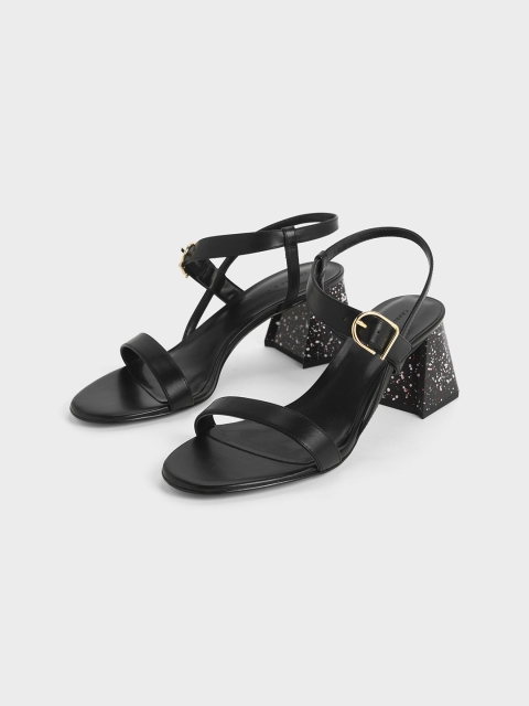 

CHARLES & KEITH Women Black Solid Sandals