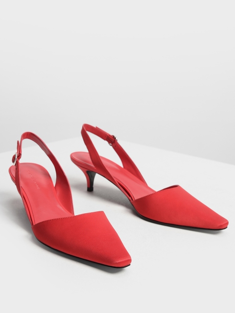 

CHARLES & KEITH Women Red Solid Pumps
