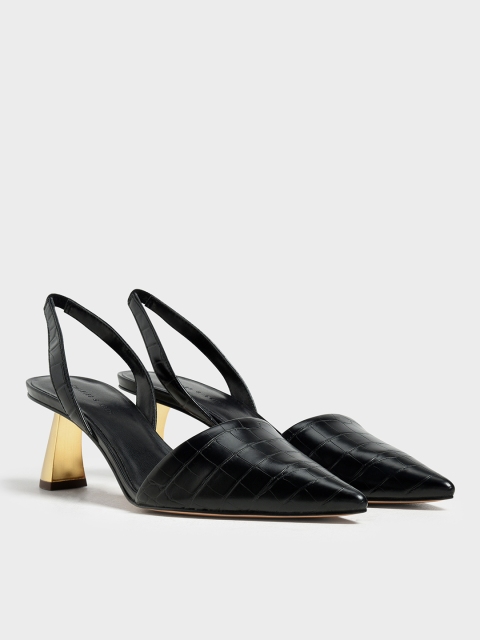 

CHARLES & KEITH Women Black Solid Pumps