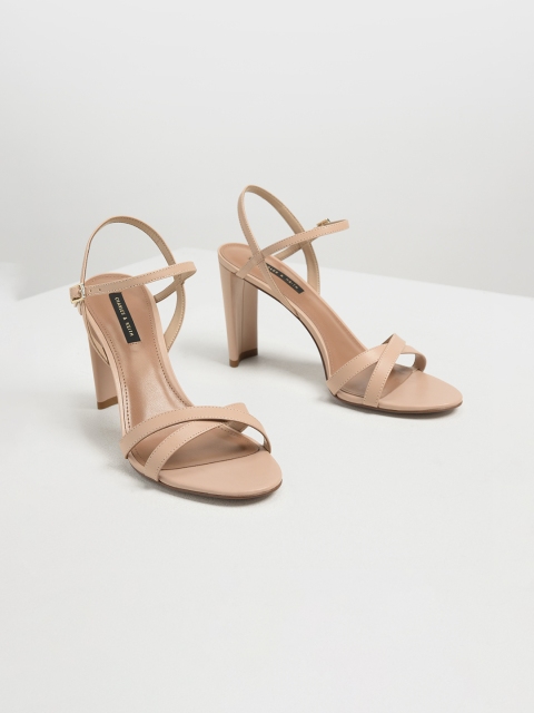 

CHARLES & KEITH Women Nude-Coloured Solid Sandals