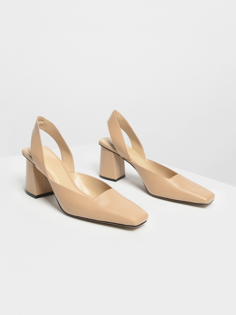 

CHARLES & KEITH Women Nude-Coloured Solid Pumps