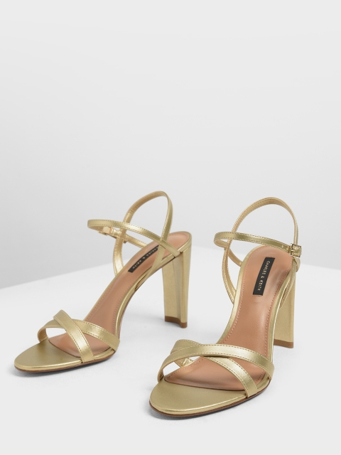 

CHARLES & KEITH Women Gold-Toned Solid Sandals