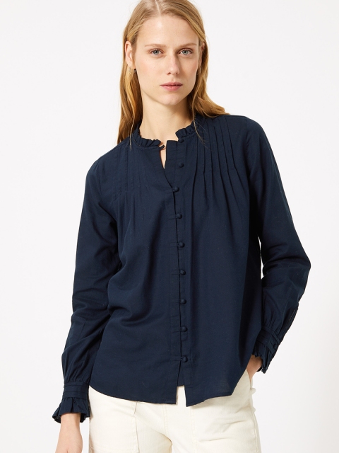 

Marks & Spencer Women Navy Blue Solid Shirt Style Top