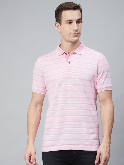 

Blackberrys Men Pink Striped Polo Collar T-shirt