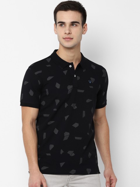 

Allen Solly Sport Men Black and Charcoal Grey Printed Polo Collar T-shirt