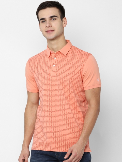 

Allen Solly Sport Men Peach-Coloured Checked Polo Collar T-shirt