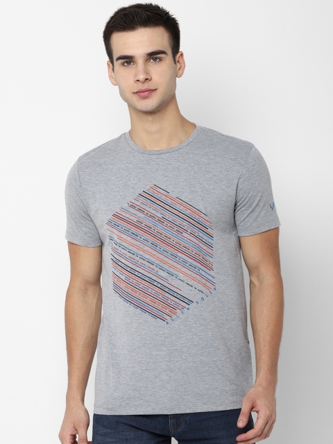 

Allen Solly Sport Men Grey Melange Printed Round Neck T-shirt