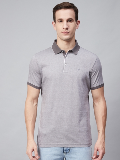 

Blackberrys Men Grey Solid Polo Collar Pure Cotton T-shirt