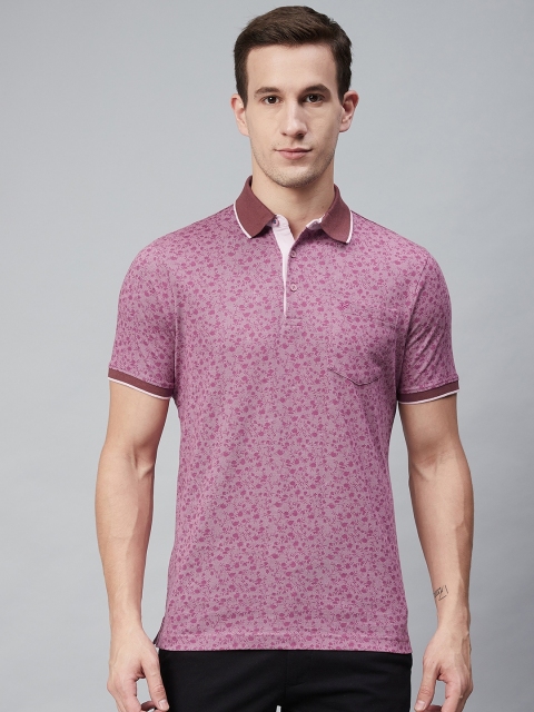 

Blackberrys Men Pink Printed Polo Collar T-shirt