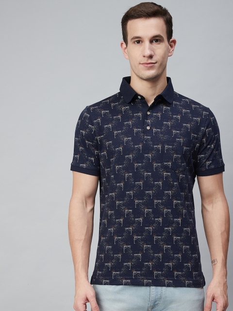 

Blackberrys Men Navy Blue & White Printed Polo Collar T-shirt