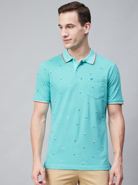 

Blackberrys Men Blue Printed Polo Collar T-shirt