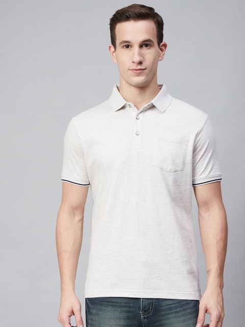 

Blackberrys Men Off-White Self Design Polo Collar T-shirt