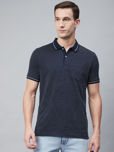 

Blackberrys Men Navy Blue & White Printed Polo Collar T-shirt