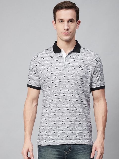 

Blackberrys Men White & Black Printed Polo Collar T-shirt