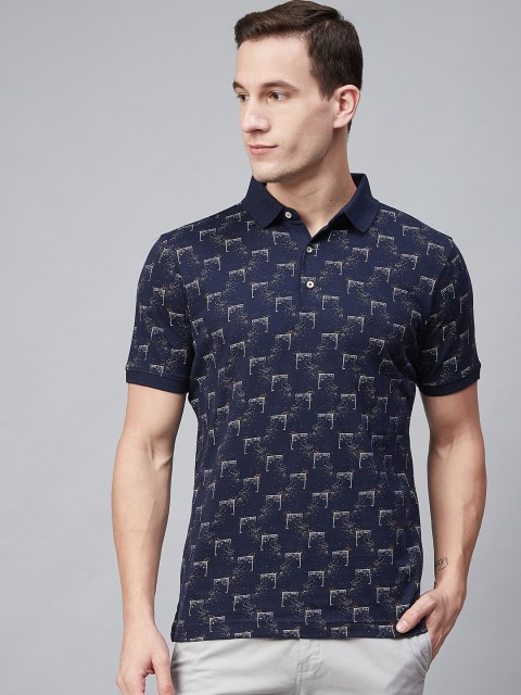 

Blackberrys Men Navy Blue & White Printed Polo Collar T-shirt