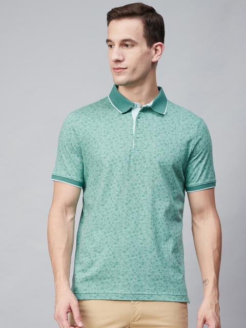 

Blackberrys Men Green Floral Print Polo Collar T-shirt