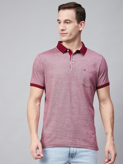 

Blackberrys Men Maroon Solid Polo Collar Pure Cotton T-shirt