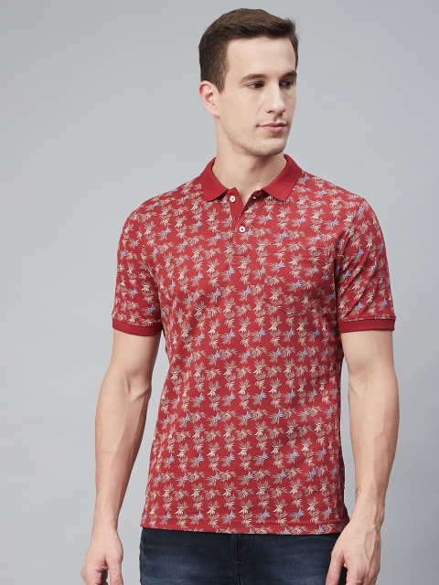 

Blackberrys Men Maroon & Off-White Printed Polo Collar T-shirt