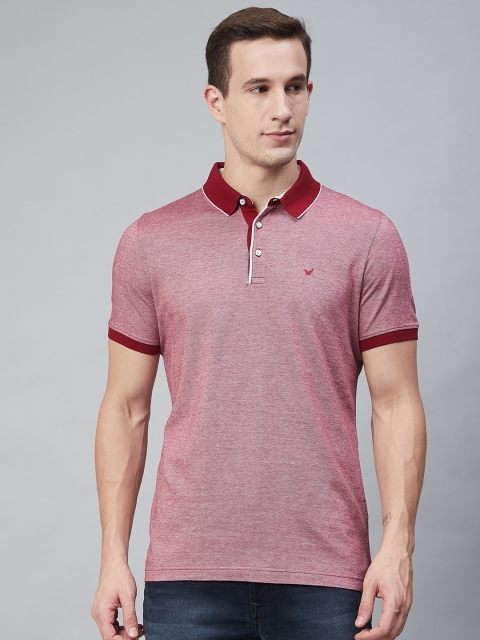 

Blackberrys Men Maroon Self Design Polo Collar T-shirt