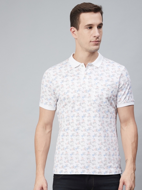 

Blackberrys Men White & Blue Printed Polo Collar T-shirt