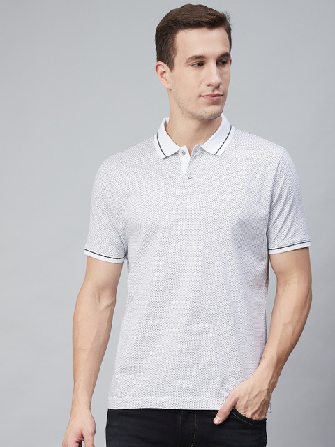 

Blackberrys Men White & Black Printed Polo Collar T-shirt
