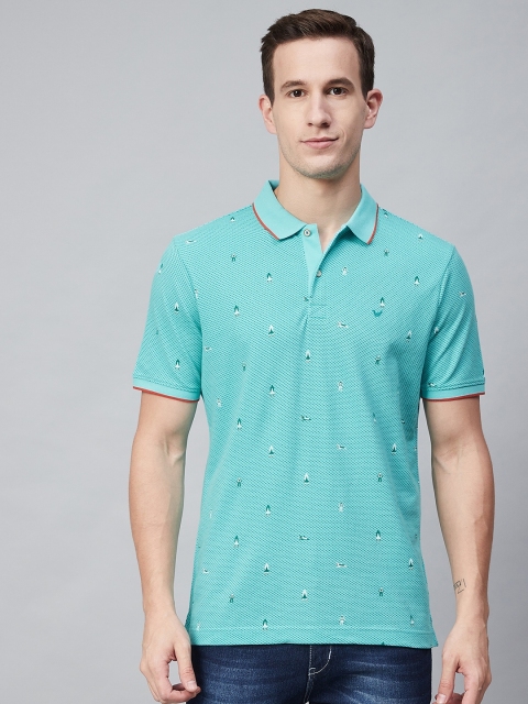 

Blackberrys Men Blue Printed Polo Collar T-shirt