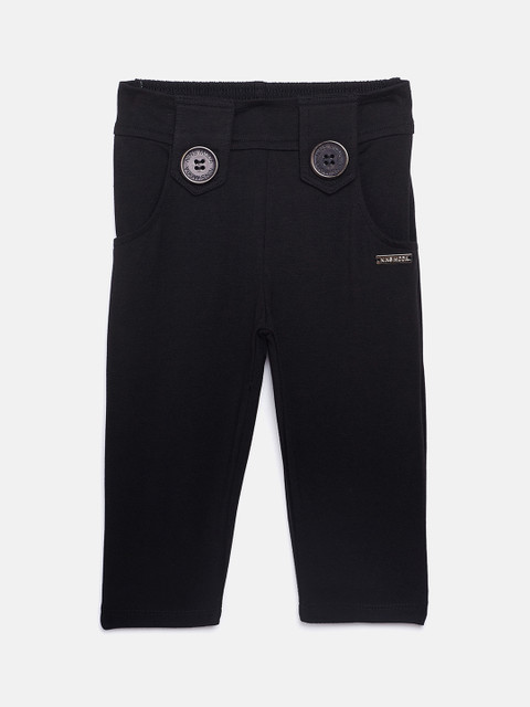 

Nins Moda Girls Black Solid Regular Fit Capris