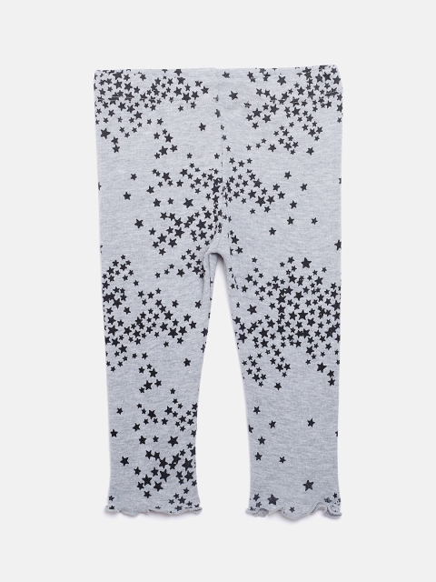 

Nins Moda Girls Grey & Black Printed Regular Fit Capris