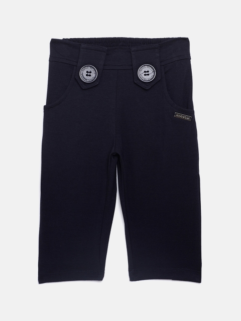

Nins Moda Girls Navy Blue Solid Regular Fit Capris
