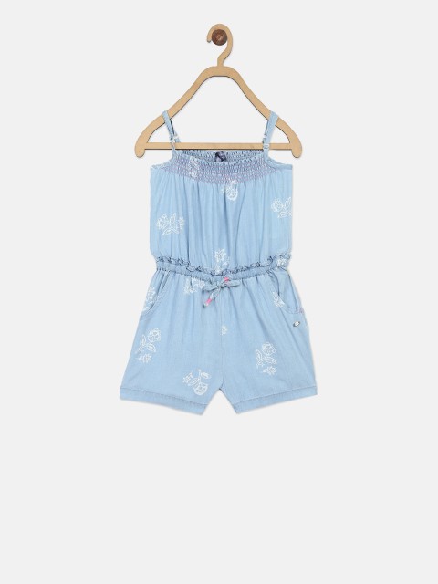 

Blue Giraffe Girls Blue Printed Playsuit