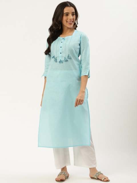 

Nayo Women Blue Solid Straight Kurta