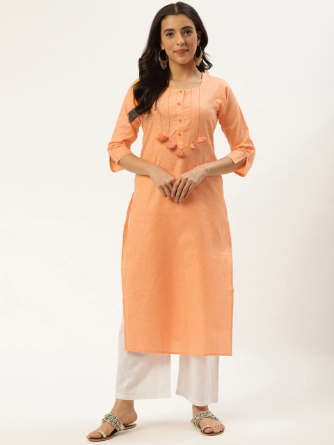 

Nayo Women Orange Solid Straight Kurta