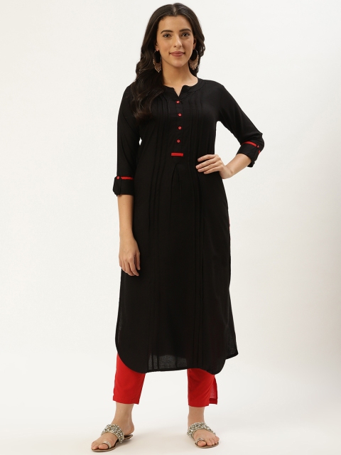 

Nayo Women Black Solid Straight Kurta