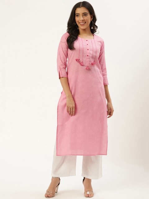 

Nayo Women Pink Embroidered Yoke Design Straight Kurta