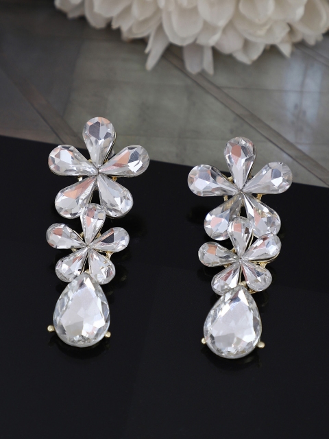 

Shining Diva White Floral Drop Earrings