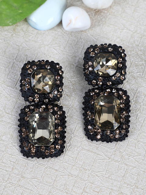 

Shining Diva Fashion Brown and Black Geometric Drop Earrings