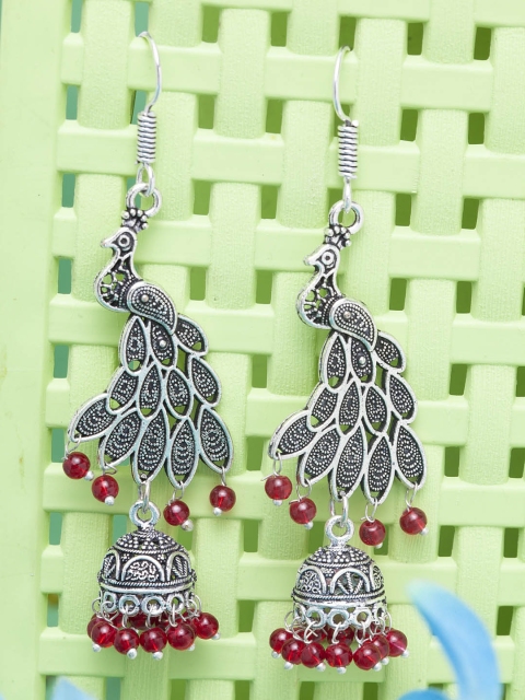 

Stoln Girls Silver-Plated and Maroon Classic Jhumkas