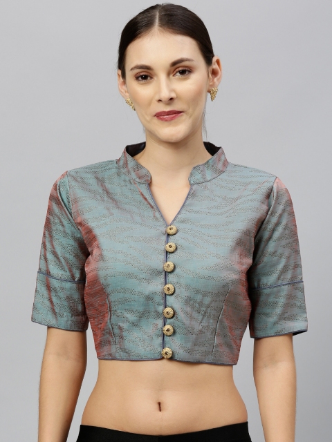 

Amrutam Fab Women Grey Embellished Saree Blouse