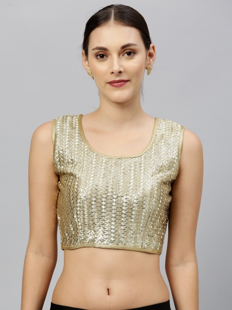 

Amrutam Fab Golden Georgette Embellished Saree Blouse, Gold