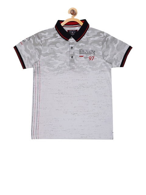 

Monte Carlo Boys Grey Camouflage Printed Polo Collar T-shirt