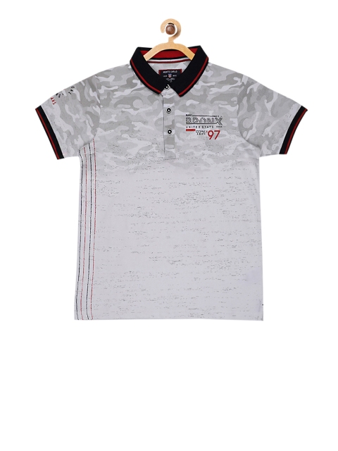 

Monte Carlo Boys Grey Printed Polo Collar T-shirt
