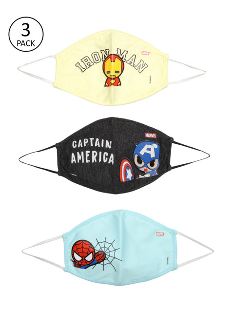 

YK Marvel Boys Pack of 3 Avengers Print Reusable 2-Ply Protective Outdoor Masks, Yellow