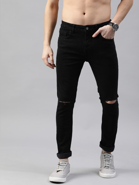 

Harvard Men Black Skinny Fit Mid-Rise Slash Knee Stretchable Jeans